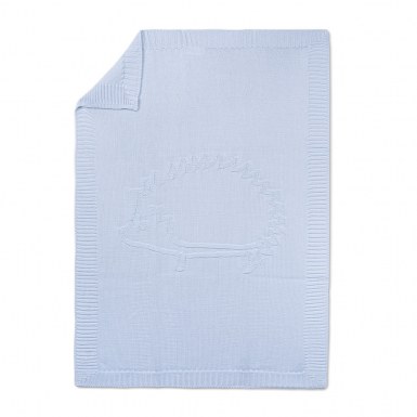PLAID COUVERTURE LAINE HERISSON BLEU TARTINE ET CHOCOLAT