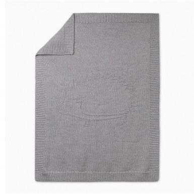 PLAID COUVERTURE LAINE HERISSON GRIS TARTINE ET CHOCOLAT