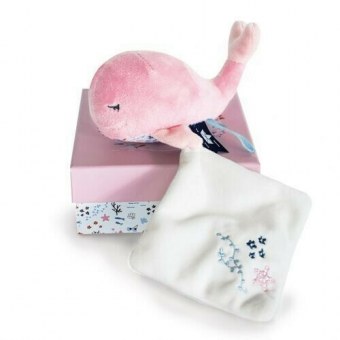 BALEINE AVEC DOUDOU ROSE SOUS L'OCEAN DOUDOU et COMPAGNIE