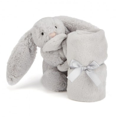 DOUDOU COUVERTURE LAPIN GRIS SILVER BASHFUL BUNNY SOOTHER JELLYCAT
