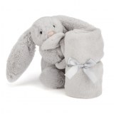 DOUDOU COUVERTURE LAPIN GRIS SILVER BASHFUL BUNNY SOOTHER JELLYCAT