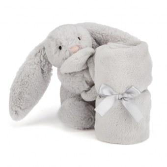 DOUDOU COUVERTURE LAPIN GRIS SILVER BASHFUL BUNNY SOOTHER JELLYCAT