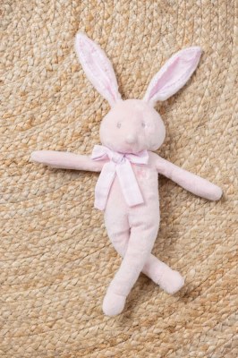 PELUCHE AUGUSTIN LE LAPIN TARTINE ET CHOCOLAT tout doux rose pâle