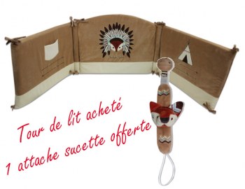 TOUR DE LIT INDIAN SPIRIT LES CHATOUNETS + ATTACHE SUCETTE OFFERTE