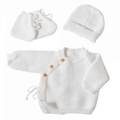 LOT NAISSANCE BRASSIERE BONNET CHAUSSONS TRICOT TROIS KILOS SEPT